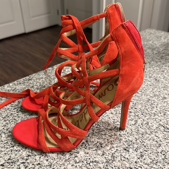 Sam Edelman stiletto sandal size 8 red orange color - Picture 2 of 5